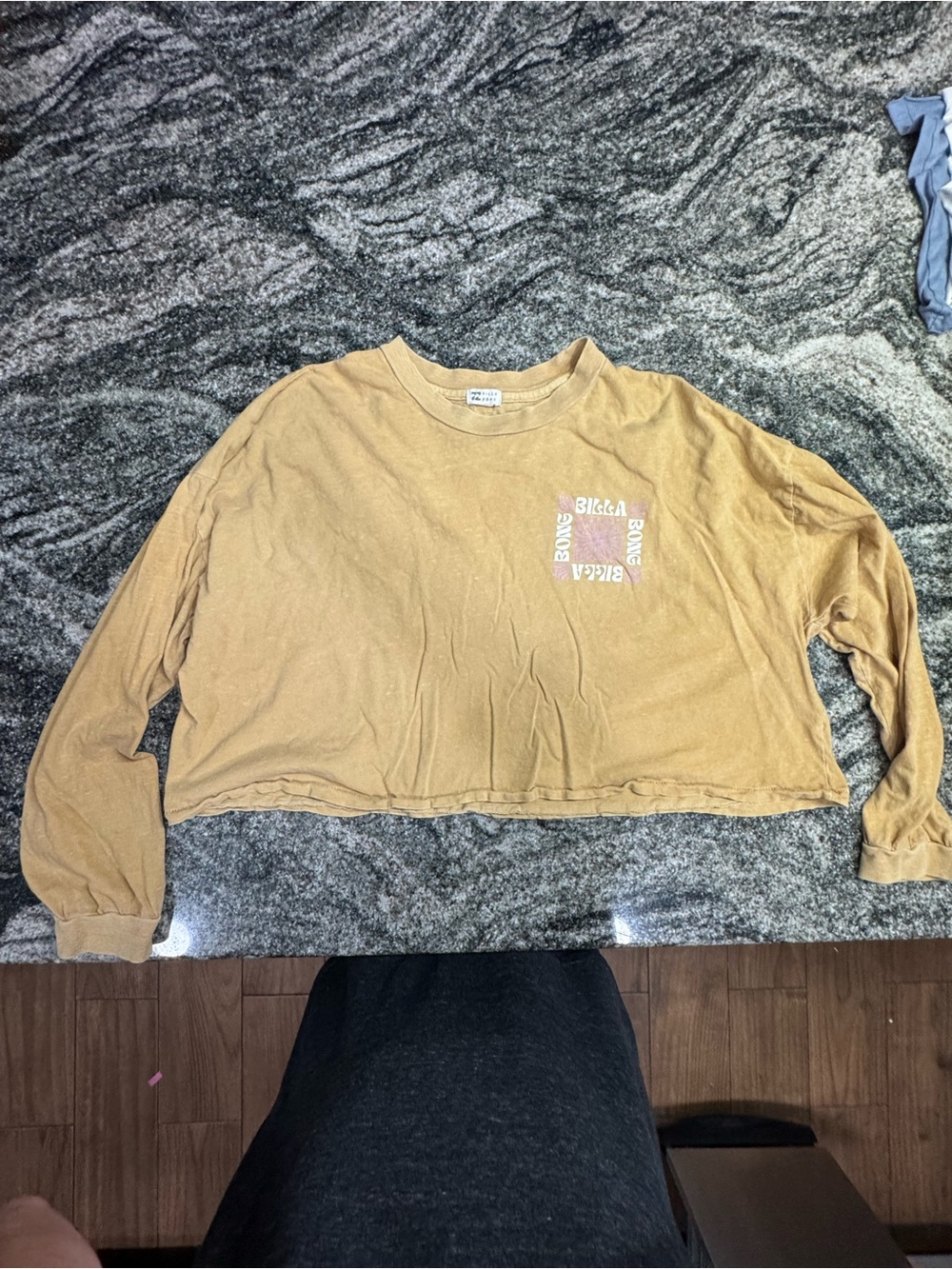Billabong Girls' Cropped Long Sleeve Top in Mustard